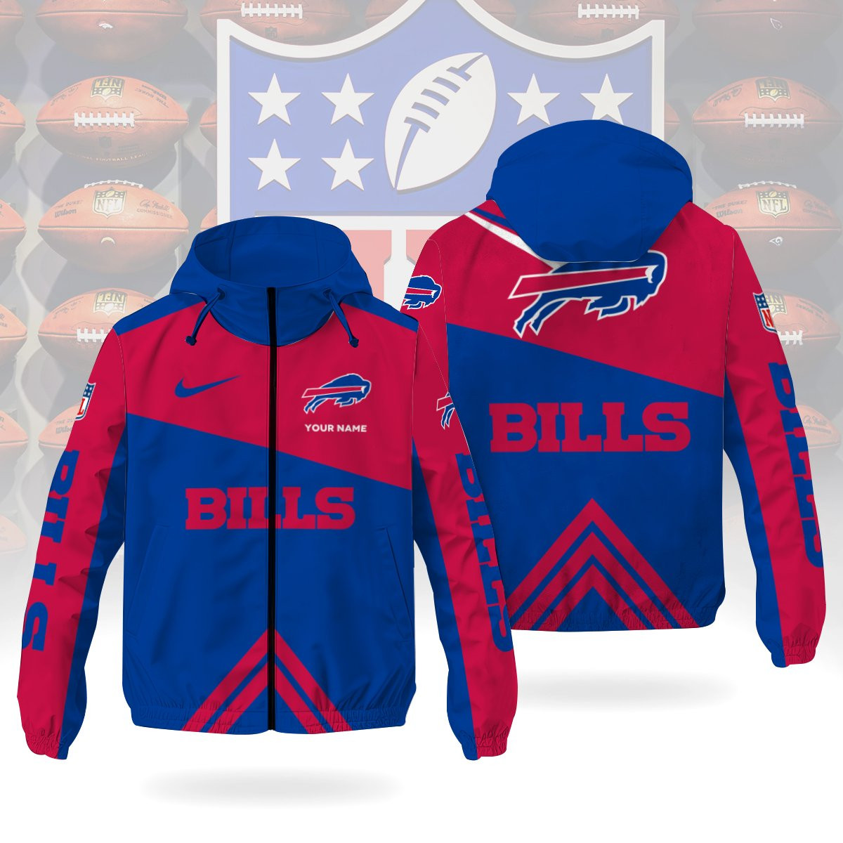 Buffalo Bills Custom Windbreaker Outdoor Jacket Sport Fan Gift PW5FE7