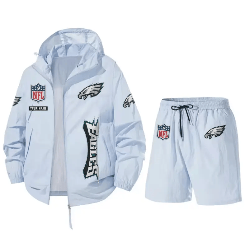 Philadelphia Eagles Athletic Hooded Windbreaker Shorts Set PLXW8Z