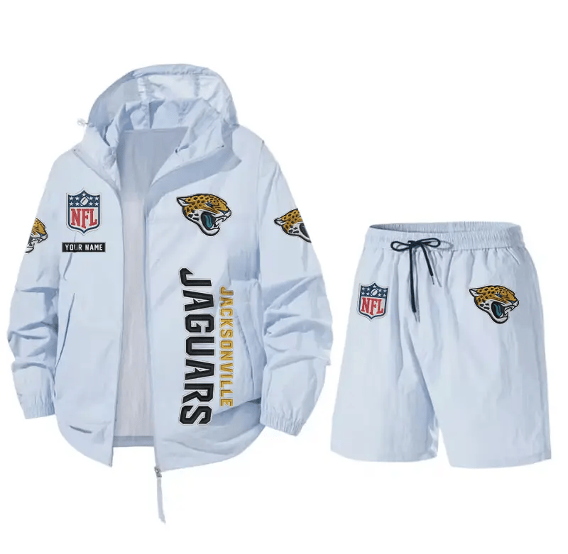 Jacksonville Jaguars Athletic Hooded Windbreaker Shorts Set PG4EFW