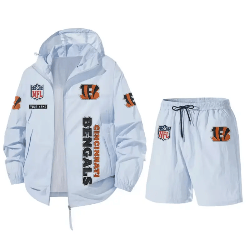 Cincinnati Bengals Athletic Hooded Windbreaker Shorts Set PDYZ3X