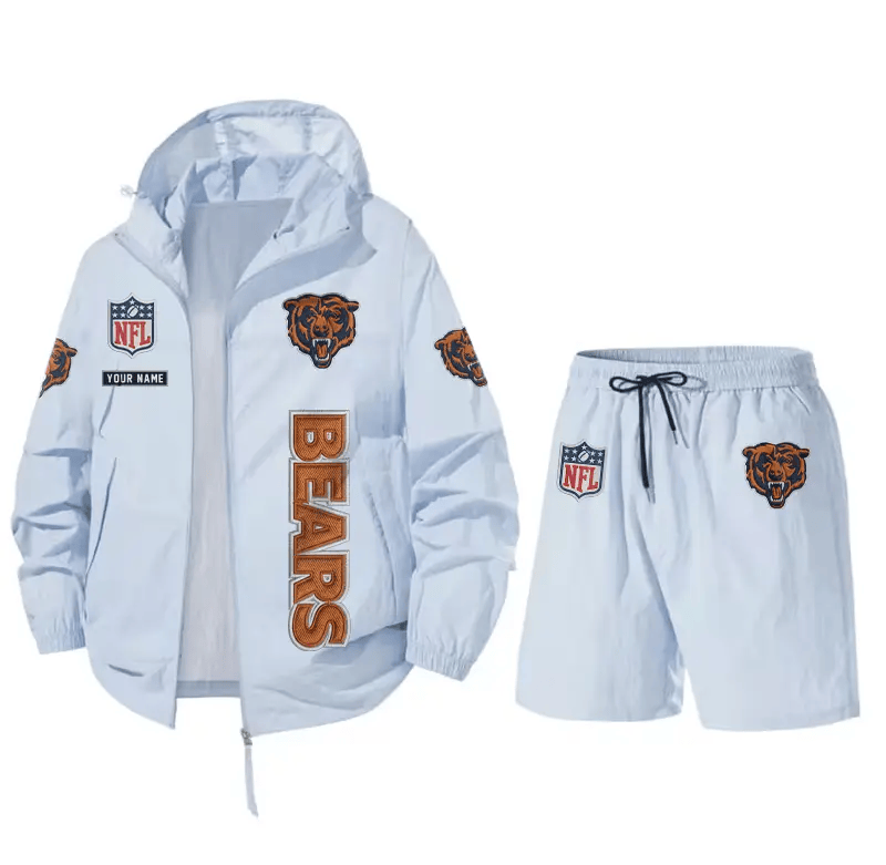 Chicago Bears Athletic Hooded Windbreaker Shorts Set PGZUBY