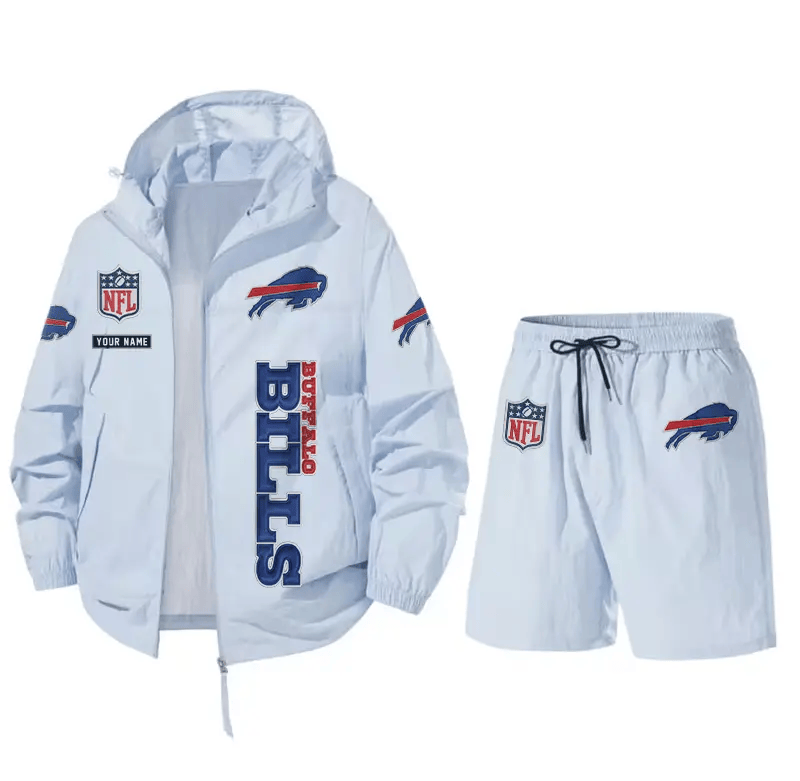 Buffalo Bills Athletic Hooded Windbreaker Shorts Set PVW5RT