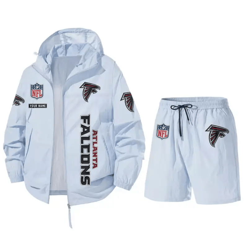 Atlanta Falcons Athletic Hooded Windbreaker Shorts Set PX2BLM
