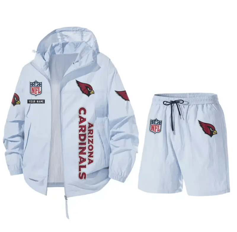 Arizona Cardinals Athletic Hooded Windbreaker Shorts Set P5BS4Q