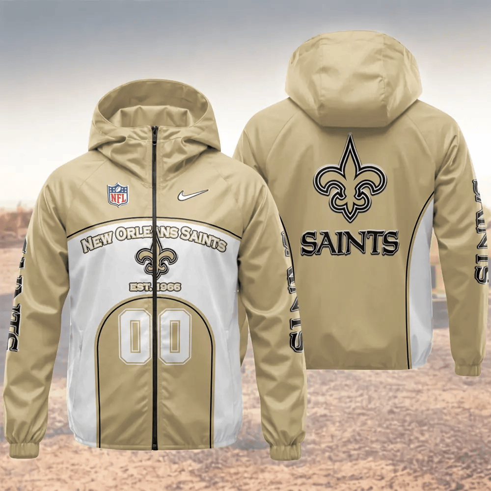New Orleans Saints Hooded Full Zip Windbreaker Jacket PWVKN8