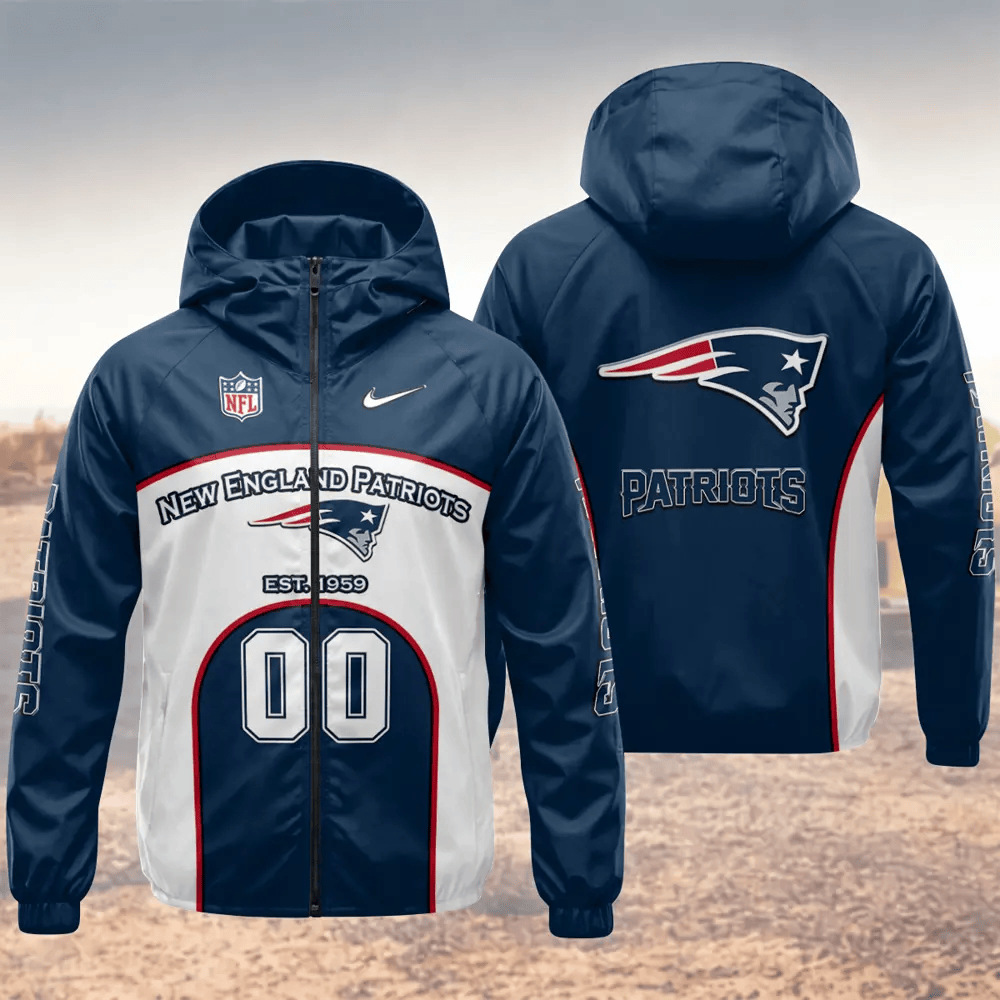 New England Patriots Hooded Full Zip Windbreaker Jacket P6KXAB