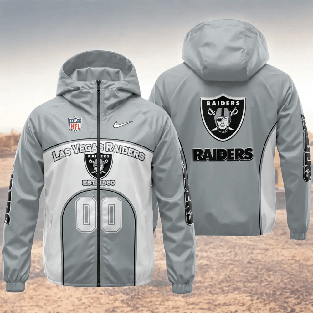 Las Vegas Raiders Hooded Full Zip Windbreaker Jacket PKN8GE