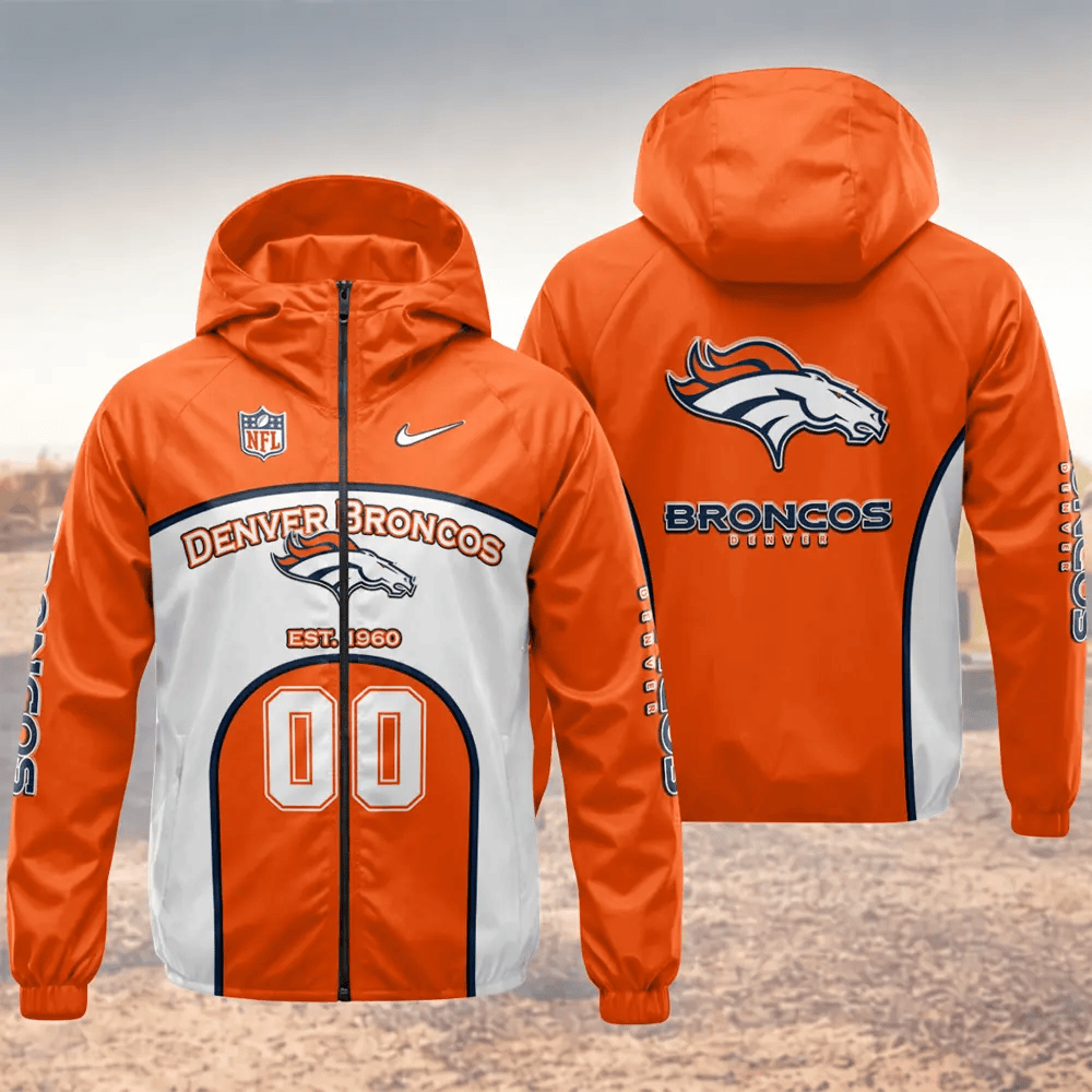 Denver Broncos Hooded Full Zip Windbreaker Jacket PPKS6Y