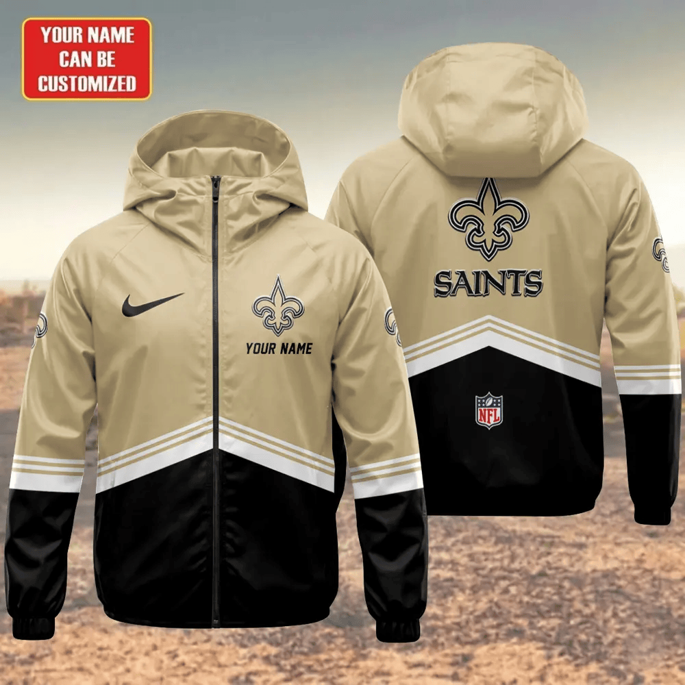 New Orleans Saints Hooded Full Zip Windbreaker Jacket PRFLP7