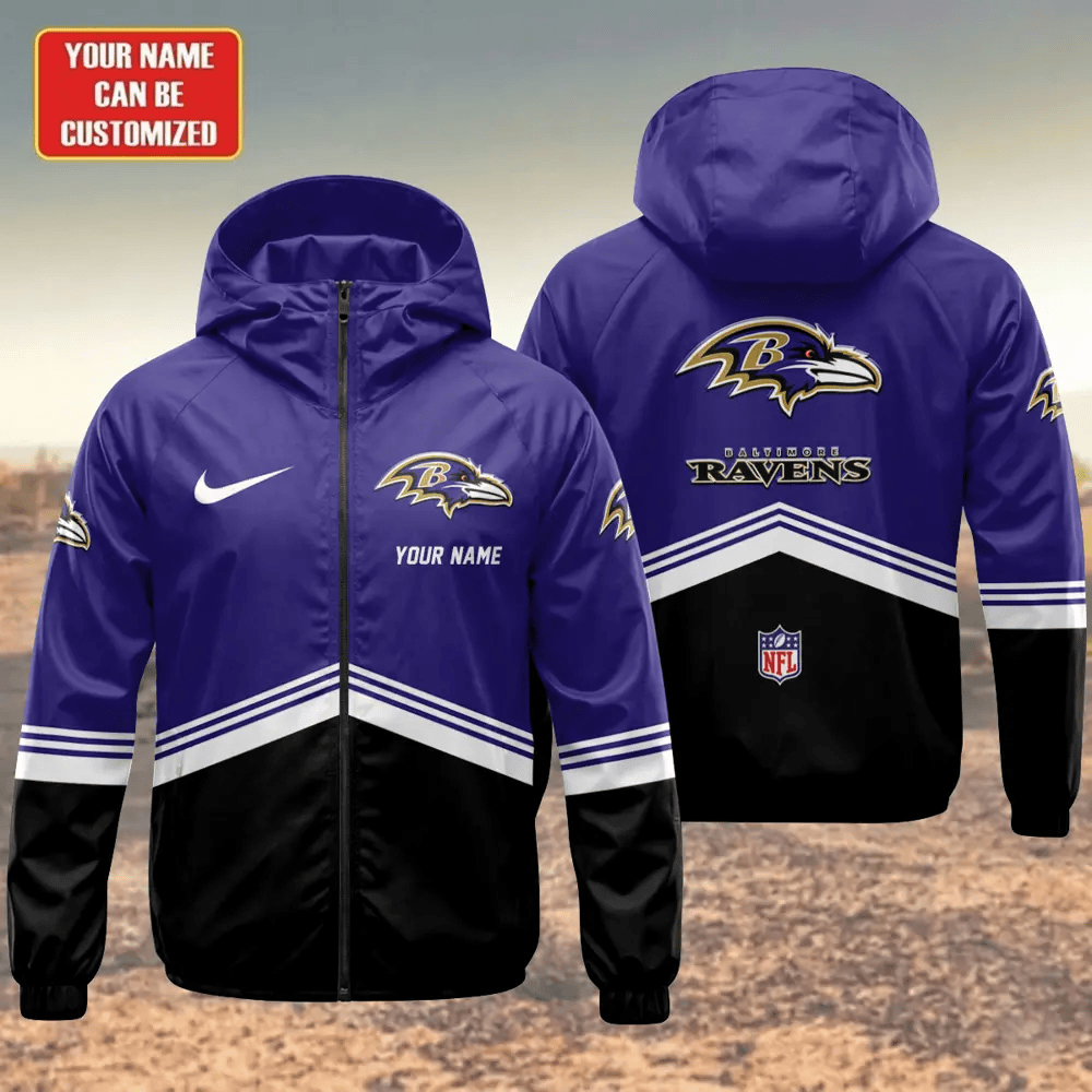 Baltimore Ravens Hooded Full Zip Windbreaker Jacket PJ888Y