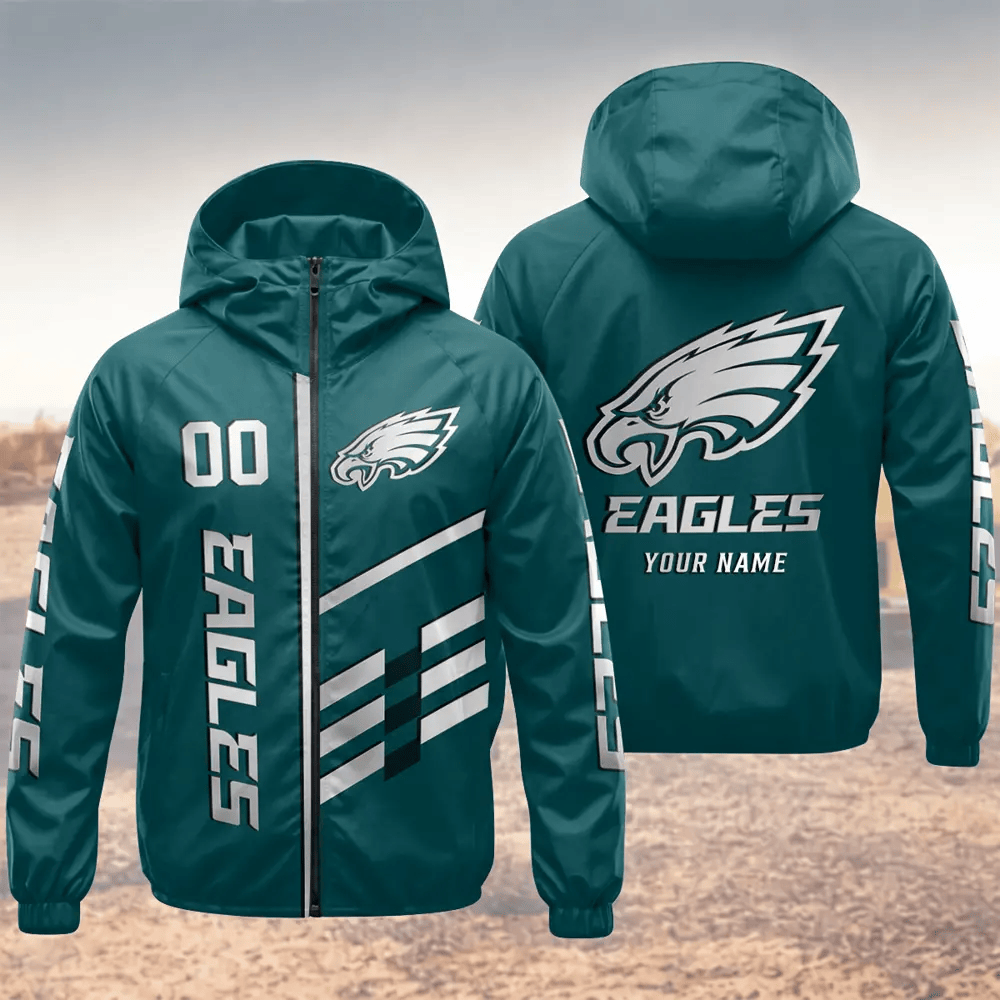 Philadelphia Eagles Hooded Full Zip Windbreaker Jacket PWX4HU