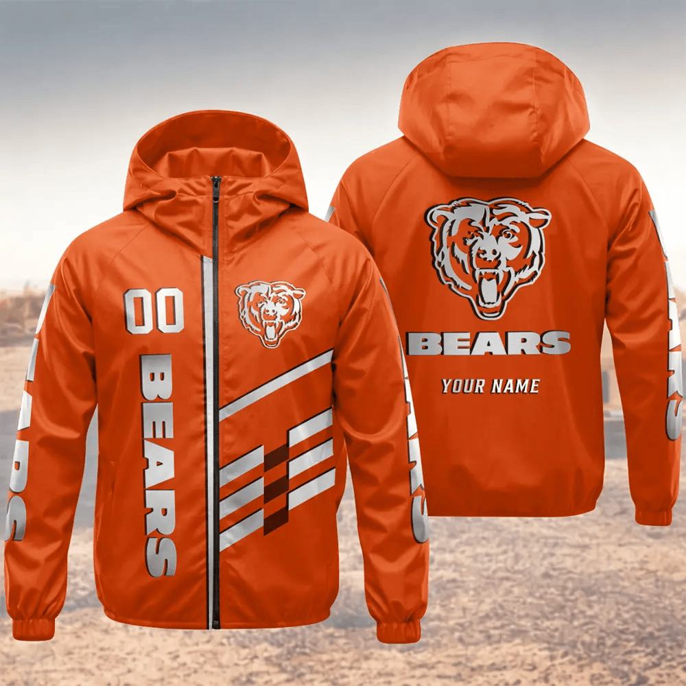 Chicago Bears Hooded Full Zip Windbreaker Jacket P9ARPD