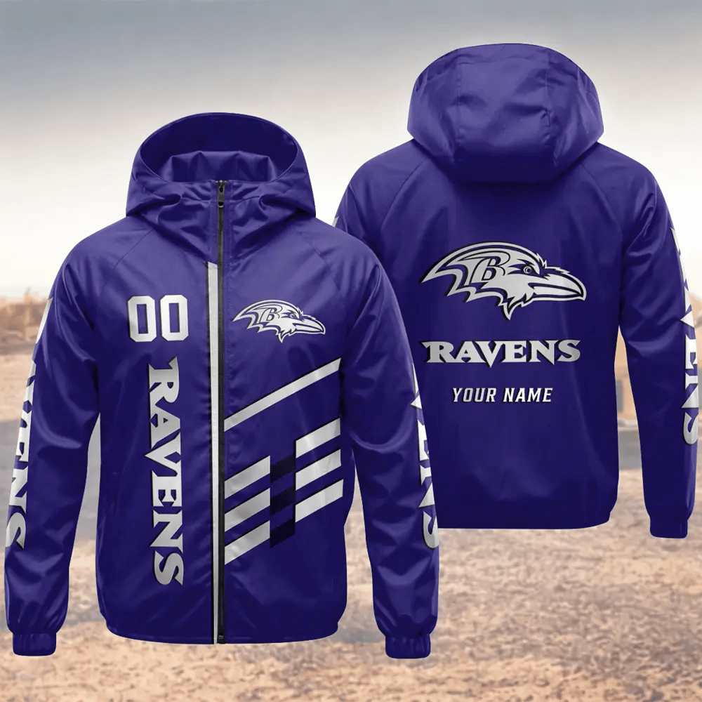 Baltimore Ravens Hooded Full Zip Windbreaker Jacket PQZXRY