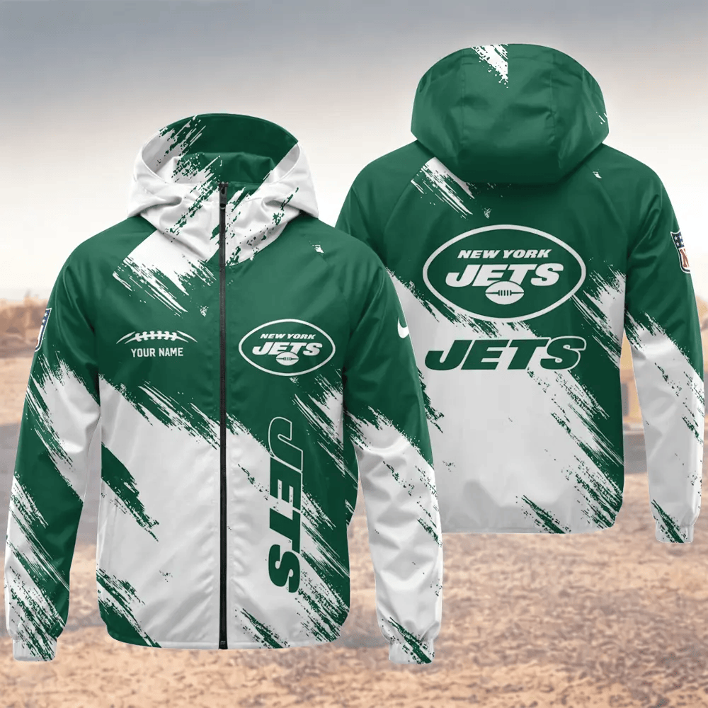 New York Jets Hooded Full Zip Windbreaker Jacket PBKFL6