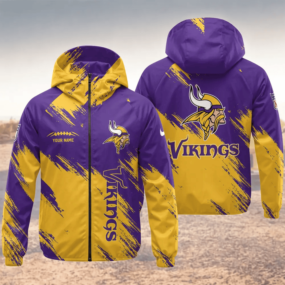 Minnesota Vikings Hooded Full Zip Windbreaker Jacket PXQJV4