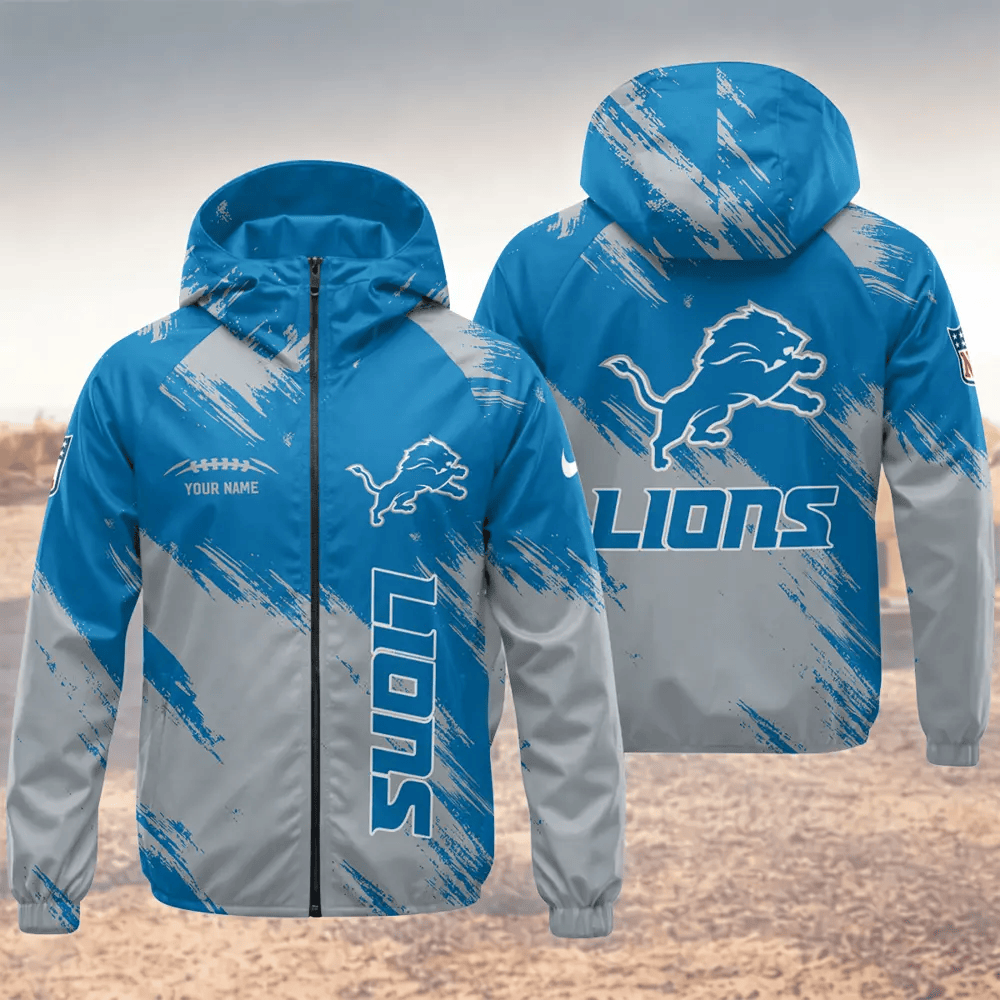 Detroit Lions Hooded Full Zip Windbreaker Jacket PZLV4S