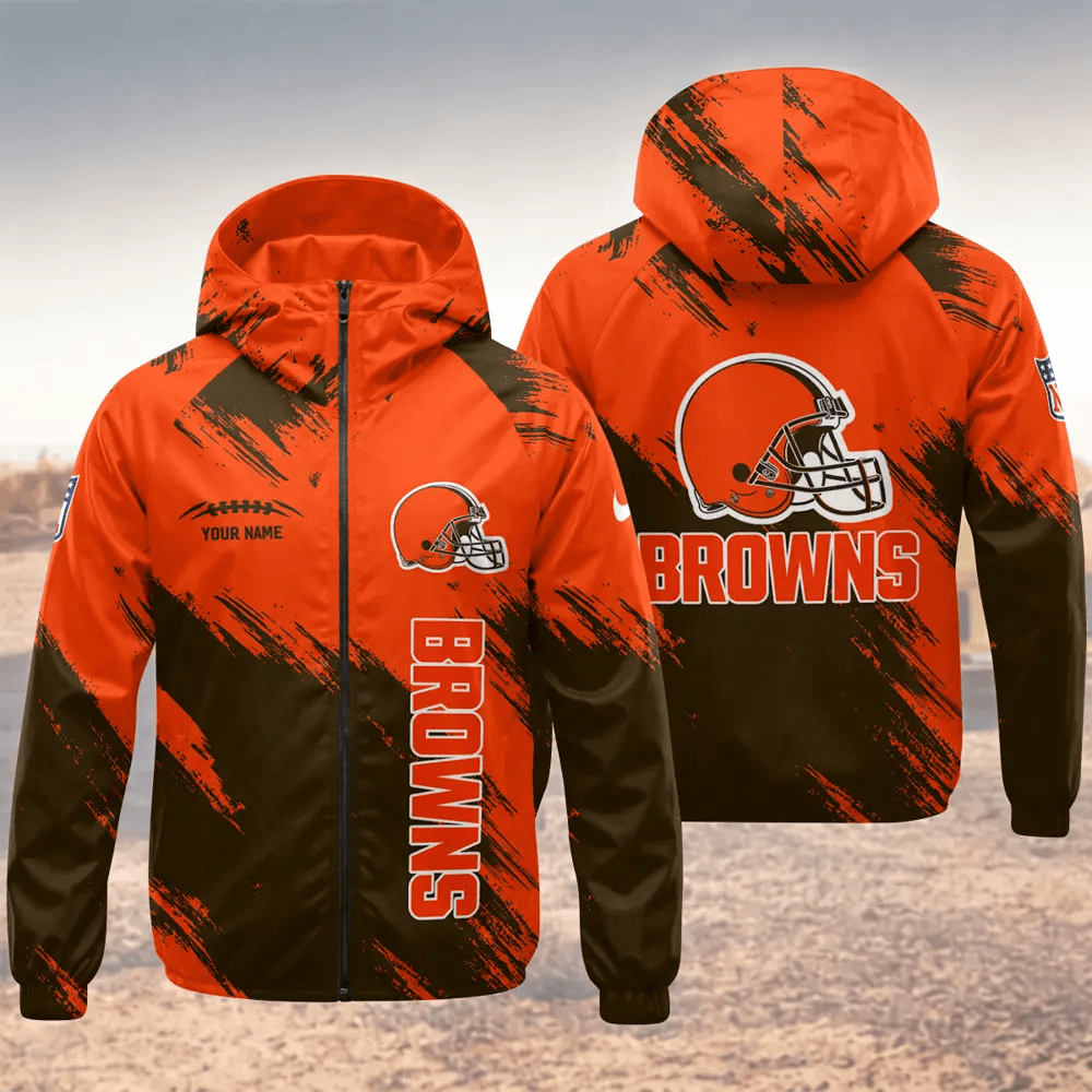 Cleveland Browns Hooded Full Zip Windbreaker Jacket PPJZBD