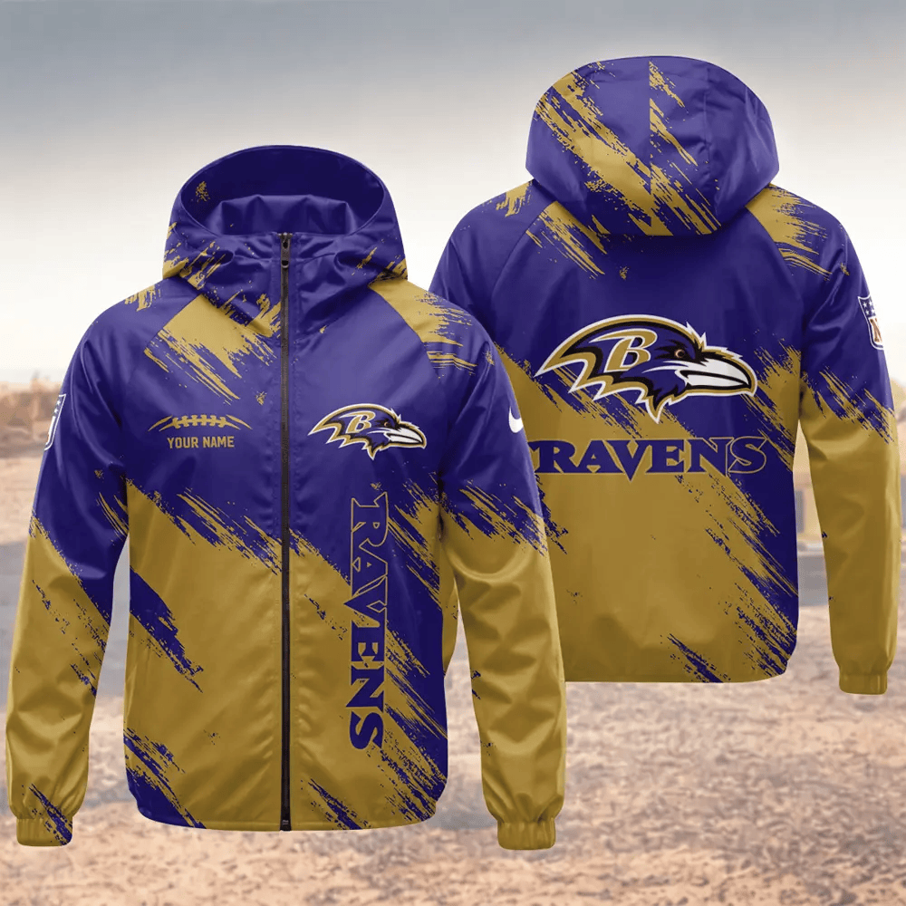 Baltimore Ravens Hooded Full Zip Windbreaker Jacket P8SWNH