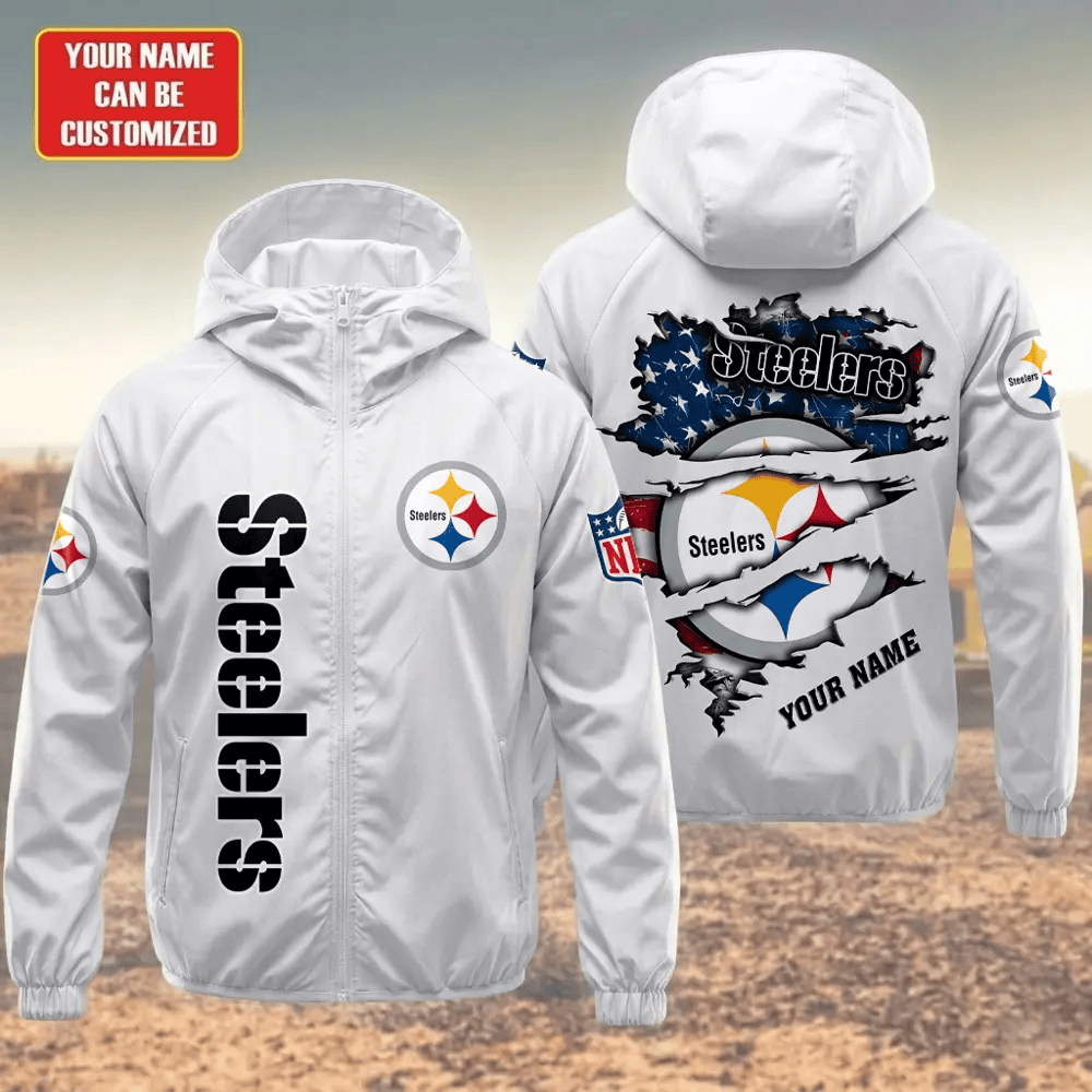 Pittsburgh Steelers Hooded Full Zip Windbreaker Jacket PXPBWA