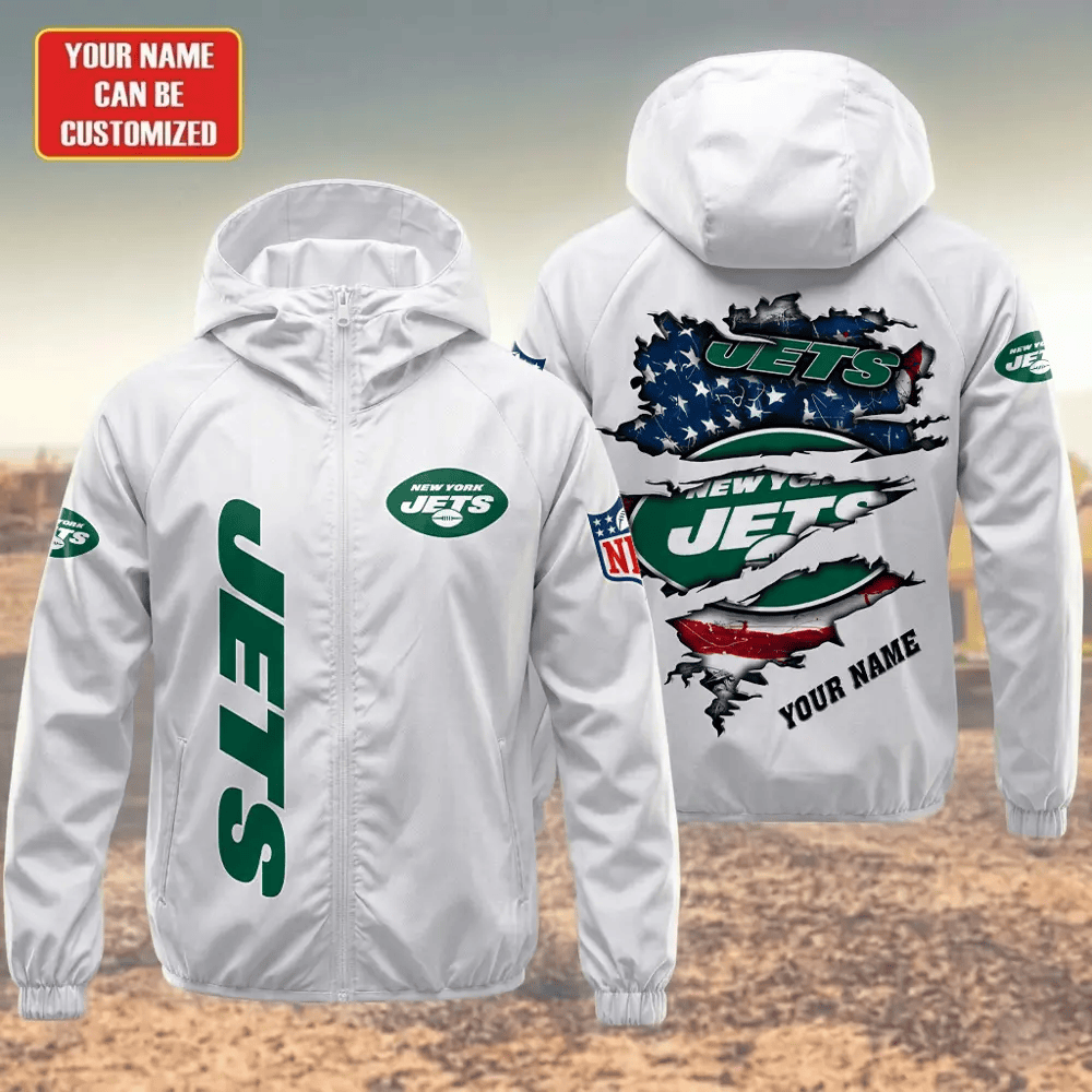 New York Jets Hooded Full Zip Windbreaker Jacket PTSXXQ