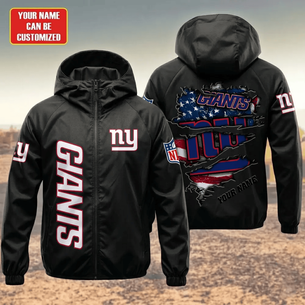 New York Giants Hooded Full Zip Windbreaker Jacket P34TNC
