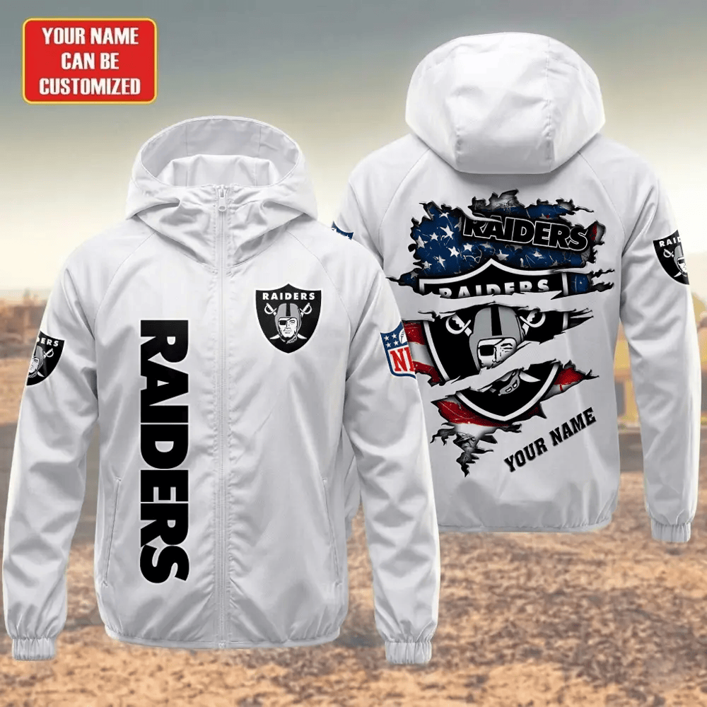 Las Vegas Raiders Hooded Full Zip Windbreaker Jacket PT4CKG