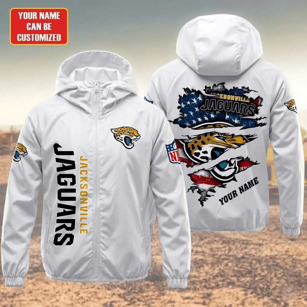 Jacksonville Jaguars Hooded Full Zip Windbreaker Jacket PQPEKA