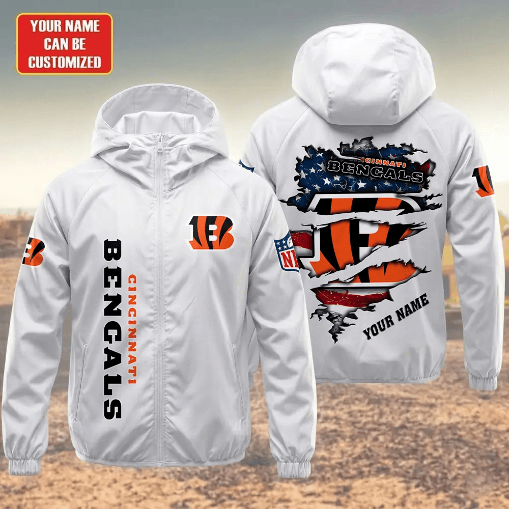 Cincinnati Bengals Hooded Full Zip Windbreaker Jacket PU7T7D