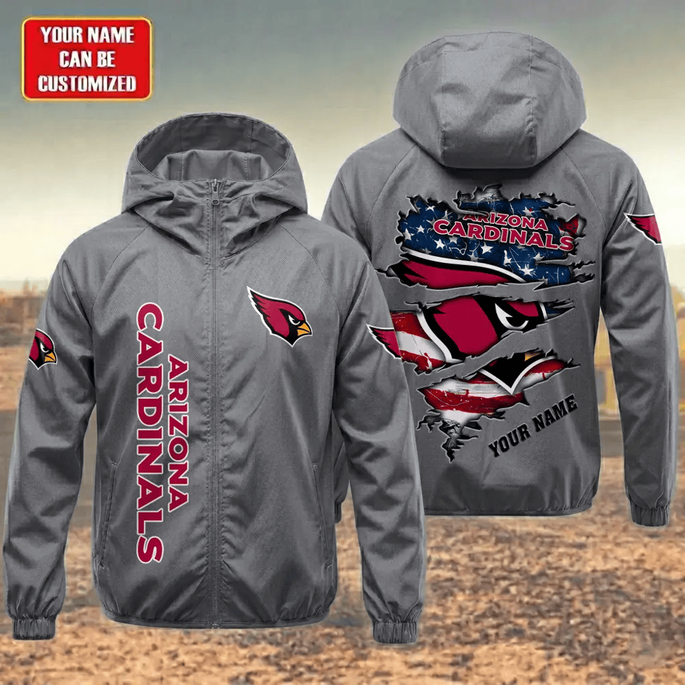 Arizona Cardinals Hooded Full Zip Windbreaker Jacket PJDFY6