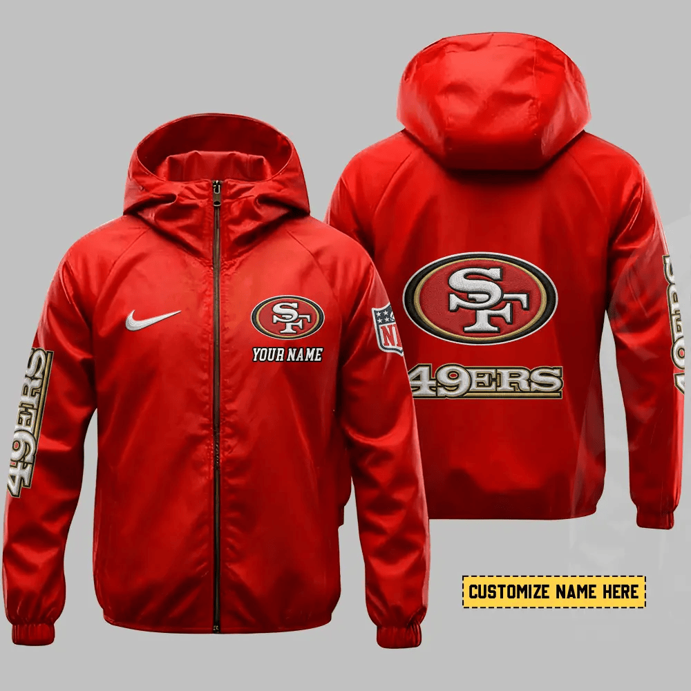 San Francisco 49ers Hooded Full Zip Windbreaker Jacket PLMX59