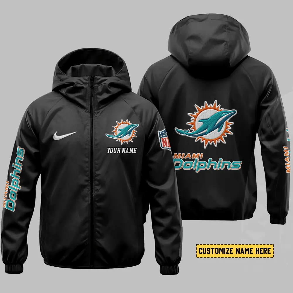 Miami Dolphins Hooded Full Zip Windbreaker Jacket P77FKV