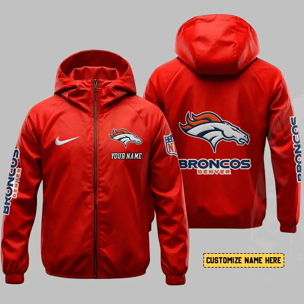 Denver Broncos Hooded Full Zip Windbreaker Jacket PURK77