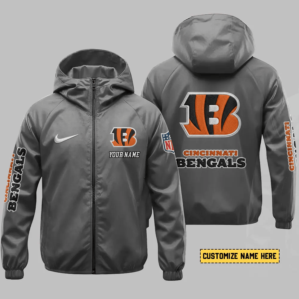 Cincinnati Bengals Hooded Full Zip Windbreaker Jacket PCUD7U