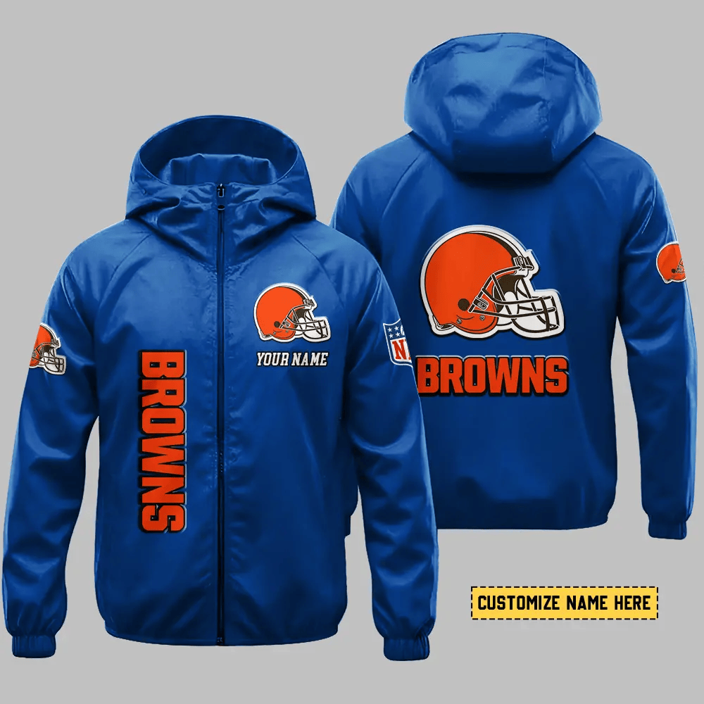 Cleveland Browns Hooded Full Zip Windbreaker Jacket P6VTJJ