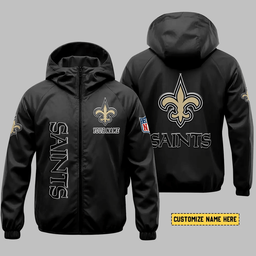 New Orleans Saints Hooded Full Zip Windbreaker Jacket PCGRLT
