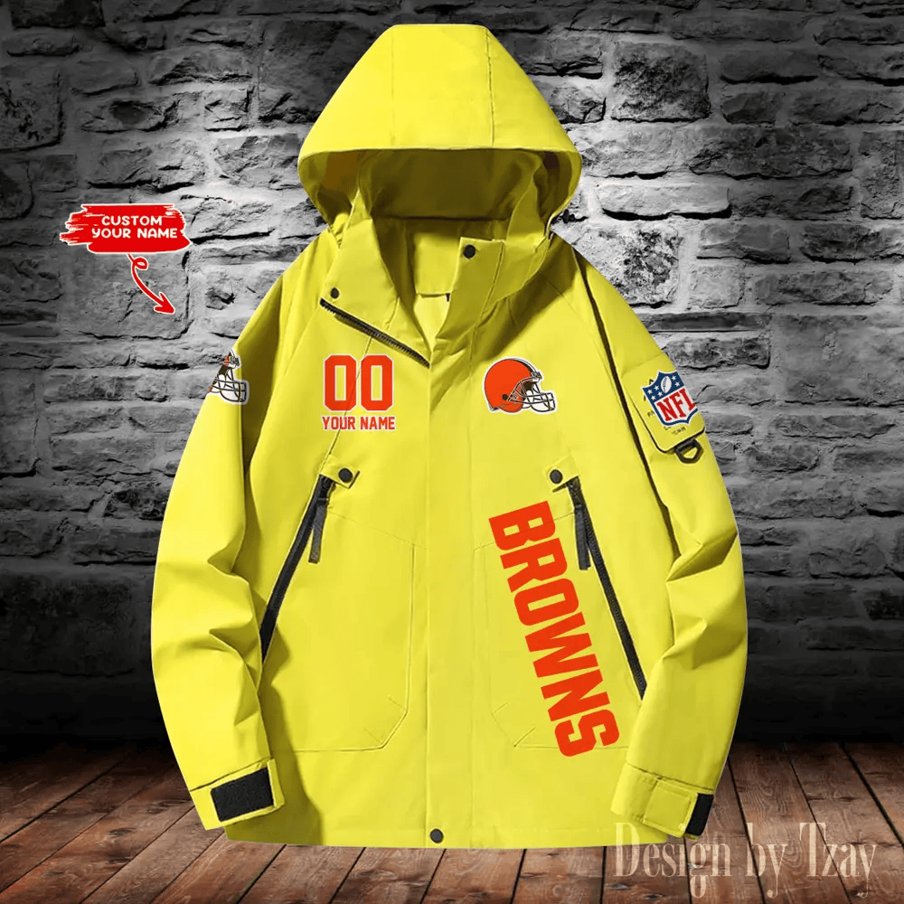 Cleveland Browns Windbreaker Unisex Outdoor Windproof Rain Coat Antifouling PTPSKX