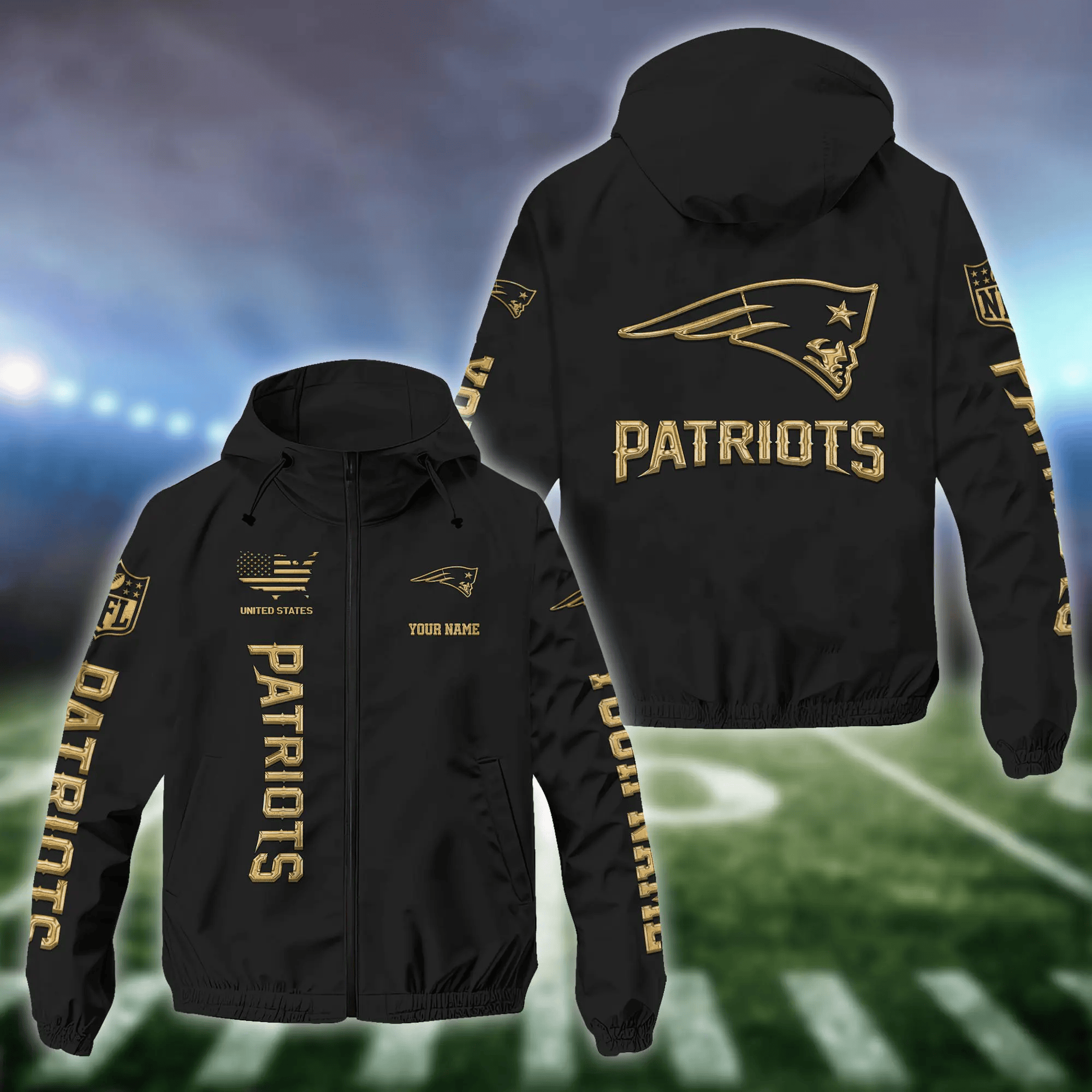 New England Patriots Custom Windbreaker Outdoor Jacket Sport Fan Gift PSLC98