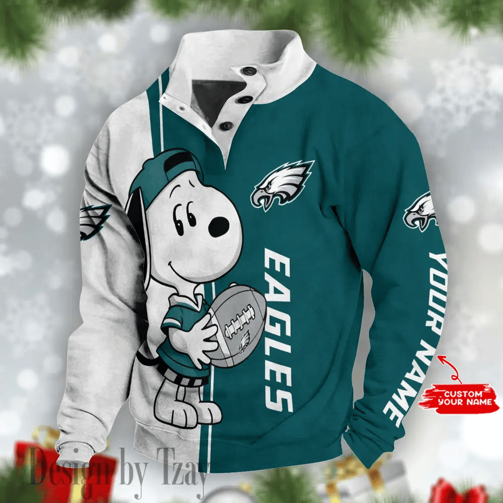 Philadelphia Eagles Snoopy Double Stand Collar Sport Hoodies PRHB8R