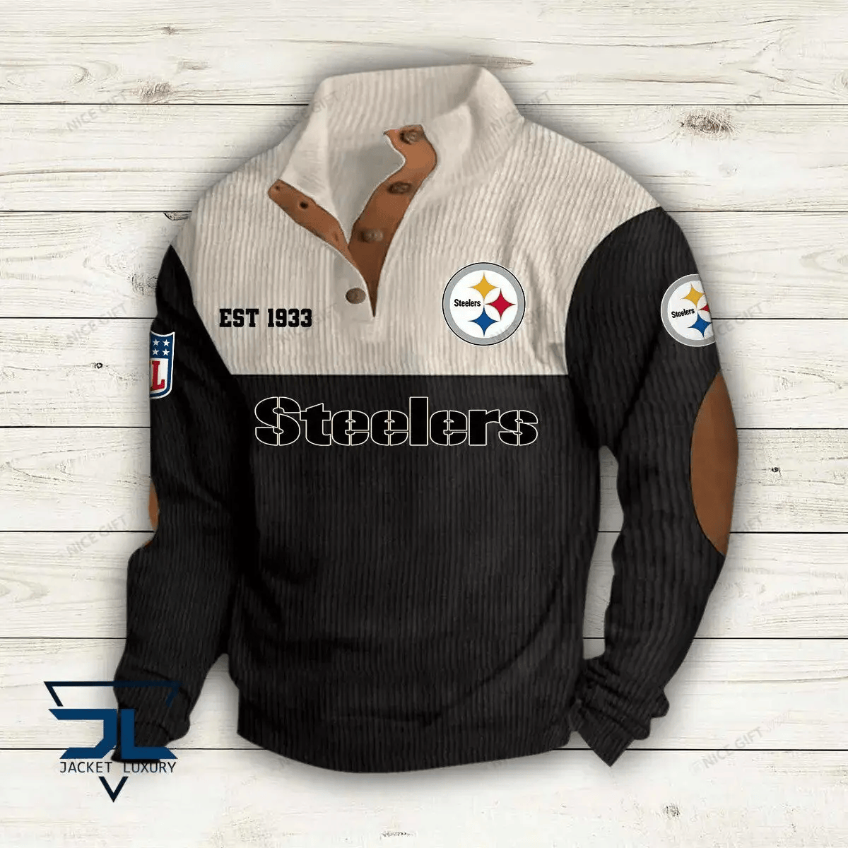 NFL Pittsburgh Steelers Color Block Stand Collar Sweatshirt PKF3XP