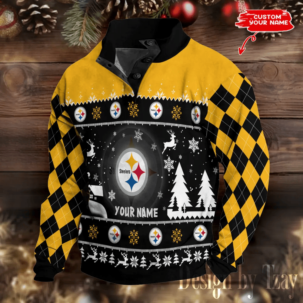 Pittsburgh Steelers Christmas Double Stand Collar Sport Hoodies P56XFZ