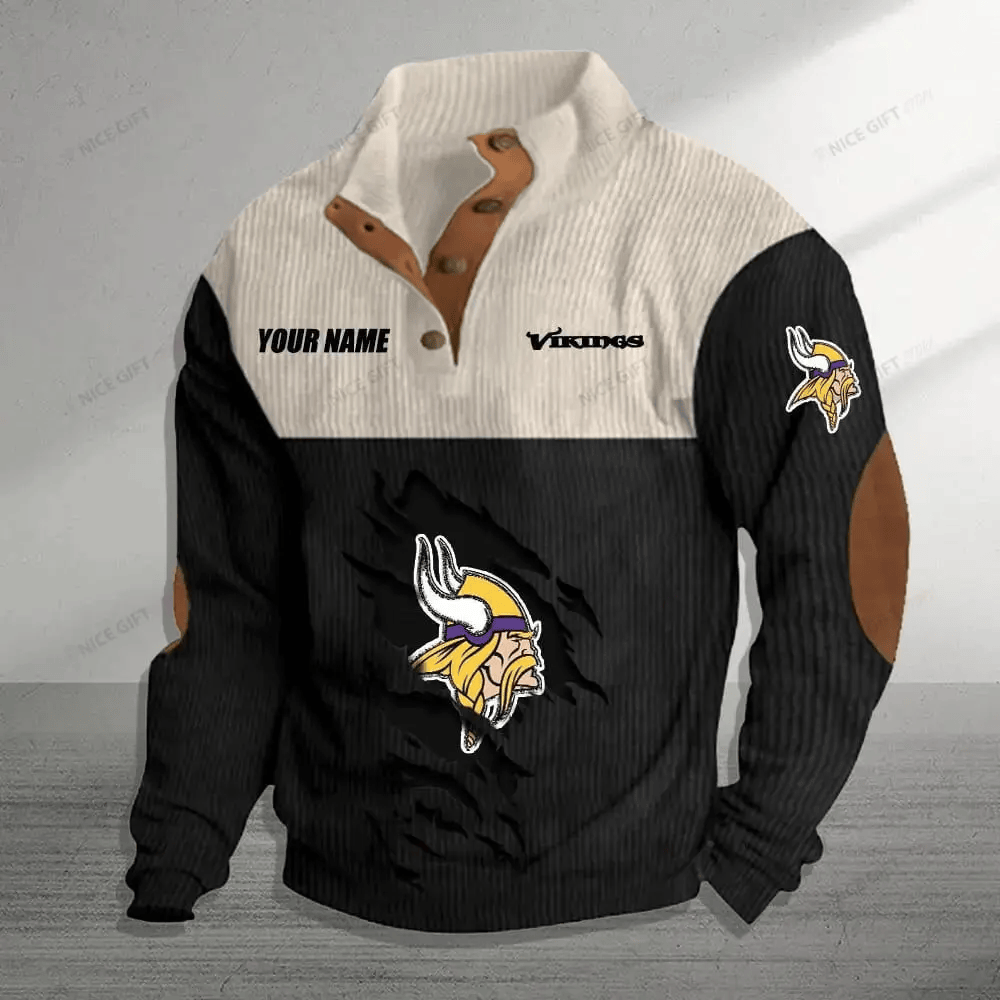 Minnesota Vikings Color Block Stand Collar Sweatshirt PJUPJC