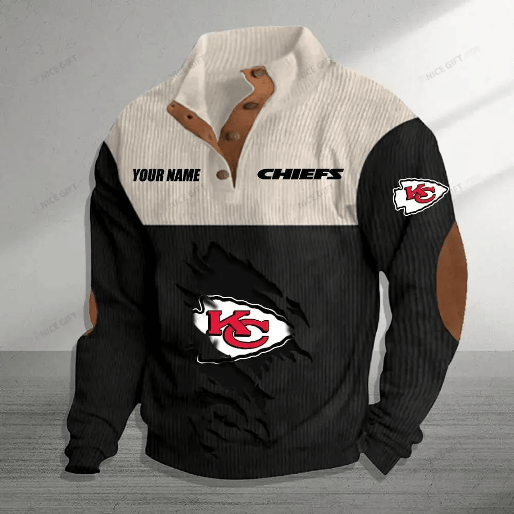 Kansas City Chiefs Color Block Stand Collar Sweatshirt PSV6WK