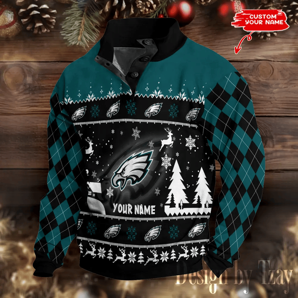 Philadelphia Eagles Christmas Double Stand Collar Sport Hoodies PY3PUZ