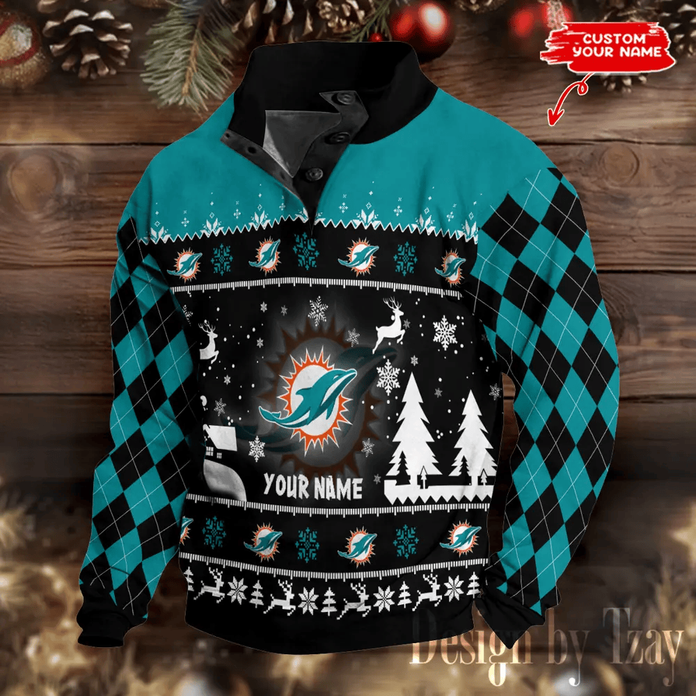 Miami Dolphins Christmas Double Stand Collar Sport Hoodies P5XD98