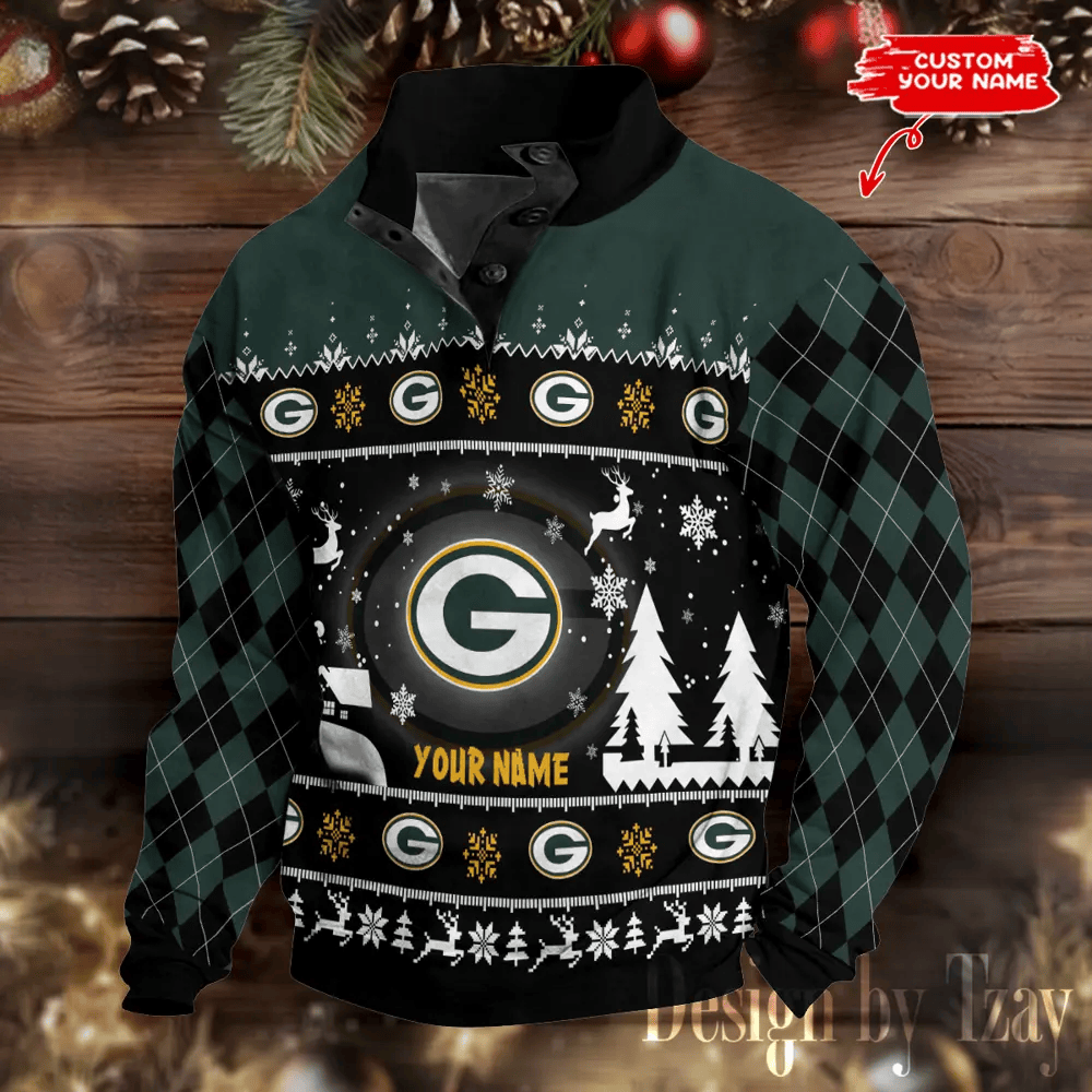 Green Bay Packers Christmas Double Stand Collar Sport Hoodies PTFK5N