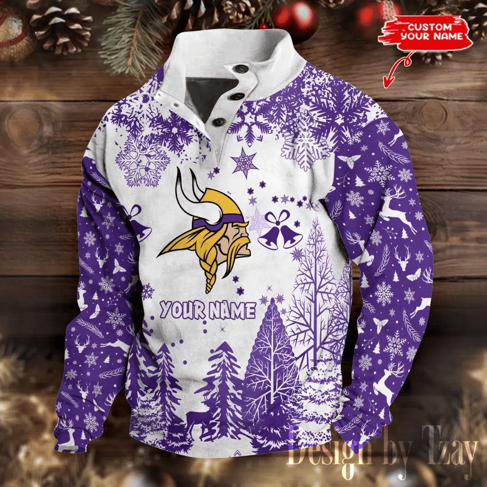 Minnesota Vikings Christmas Double Stand Collar Sport Hoodies P47M99