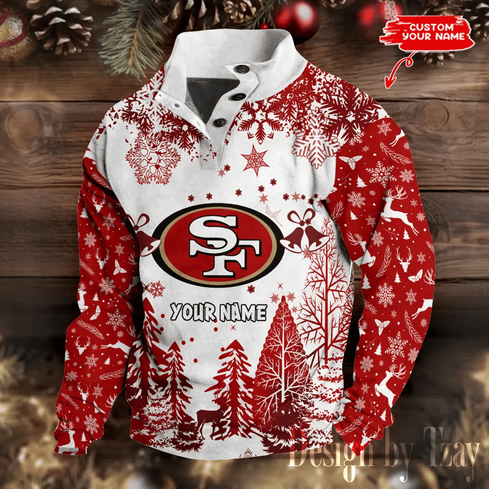 San Francisco 49ers Christmas Double Stand Collar Sport Hoodies PBFX52