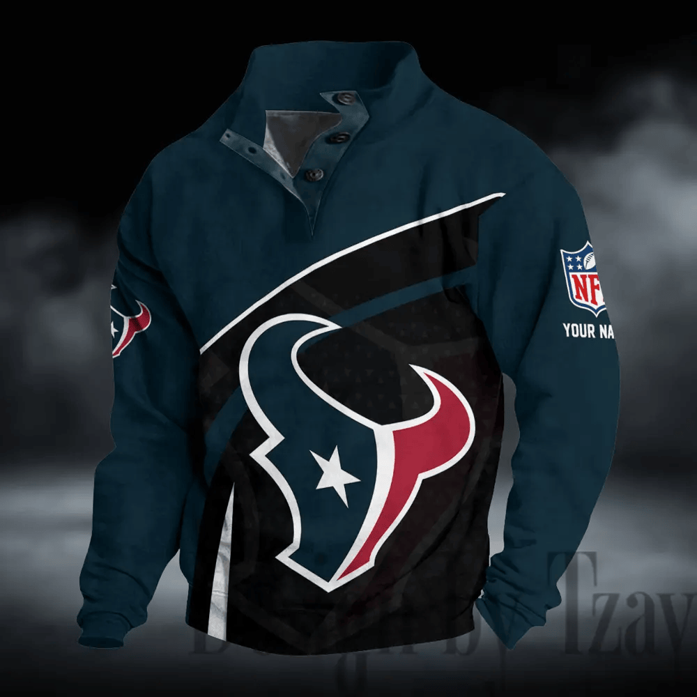 Houston Texans Buttoned Collar Sweatshirt New Design 2025 P4LC29