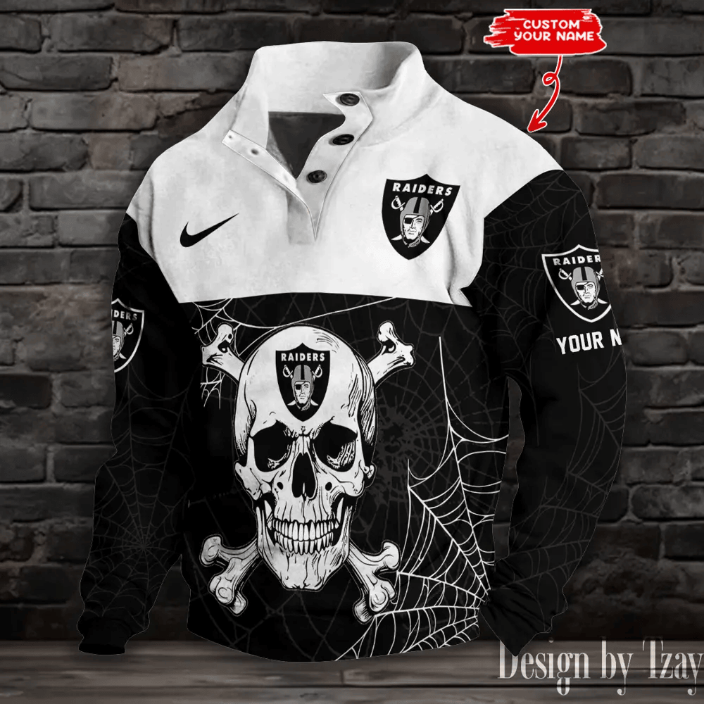 Las Vegas Raiders Buttoned Collar Sweatshirt New Design 2025 P2GK2V