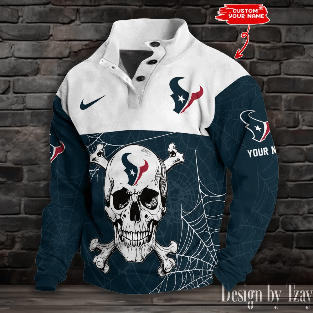 Houston Texans Buttoned Collar Sweatshirt New Design 2025 PMQY2N